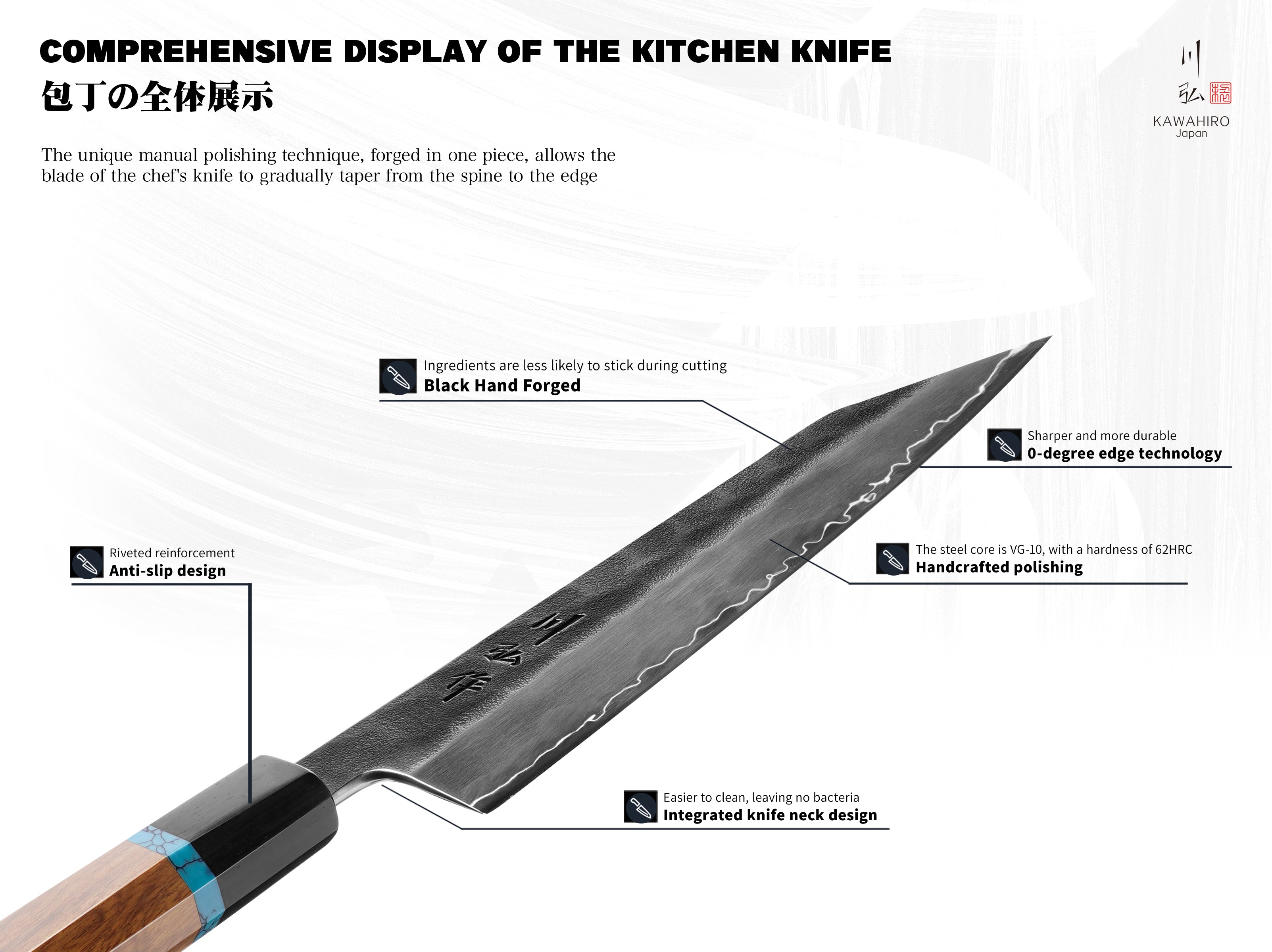 KAWAHIRO - KH-6602 (Kiritsuke Knife)